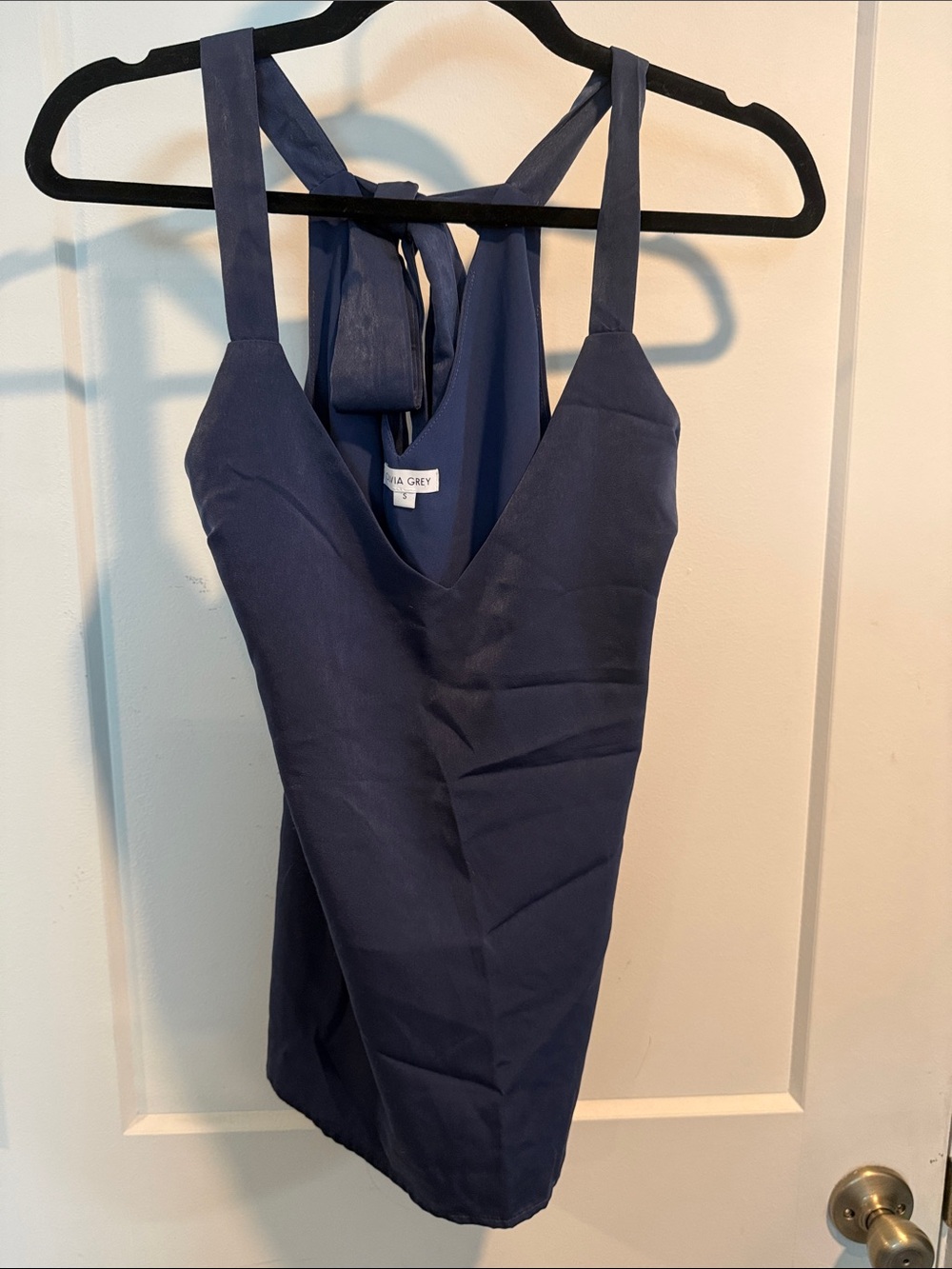 Bella Grey Navy Halter Tank Top